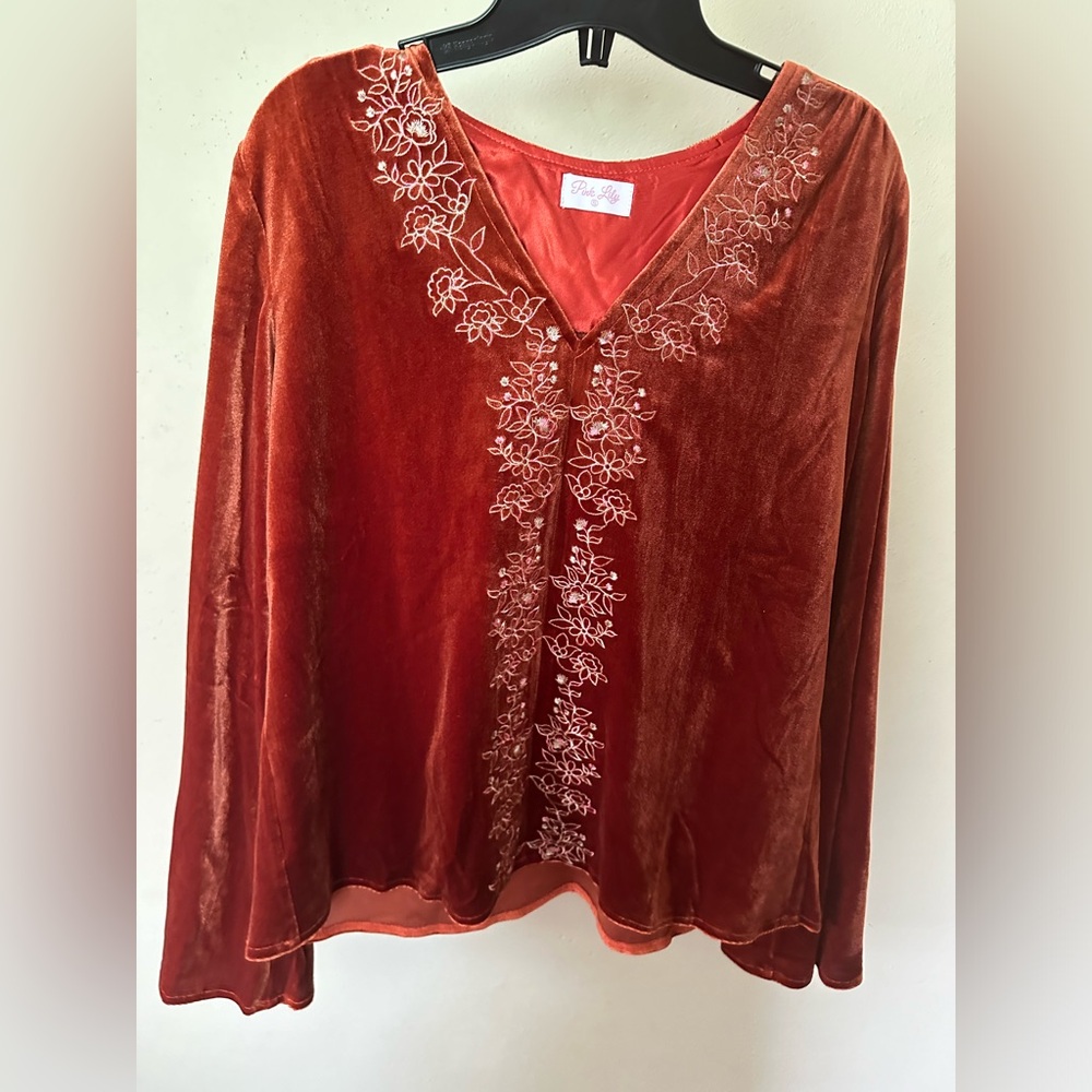 Rust color bell sleeve blouse